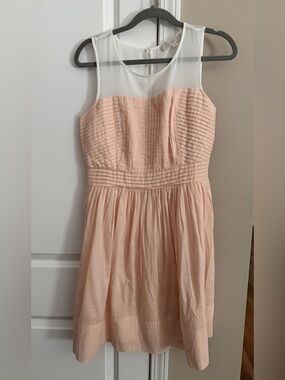LOFT Blush Pink Chiffon Pleated Fit-and-Flare Dress